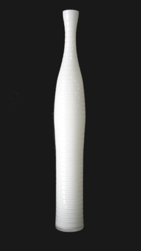 20" White Stripped Bud Vase