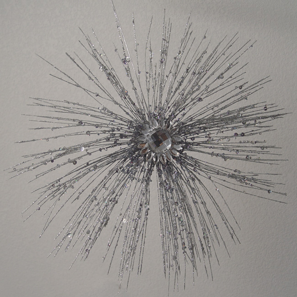 14" Silver Starburst Pine Ornament