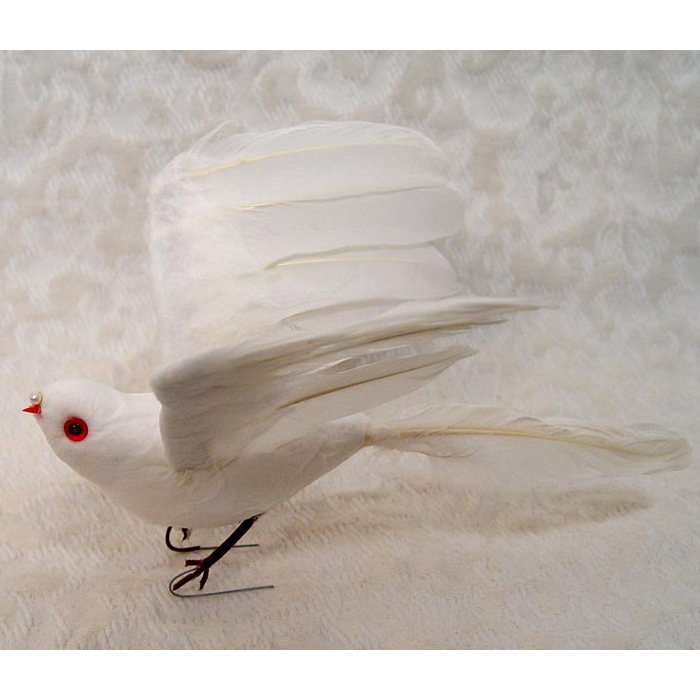 8" White Dove Accent