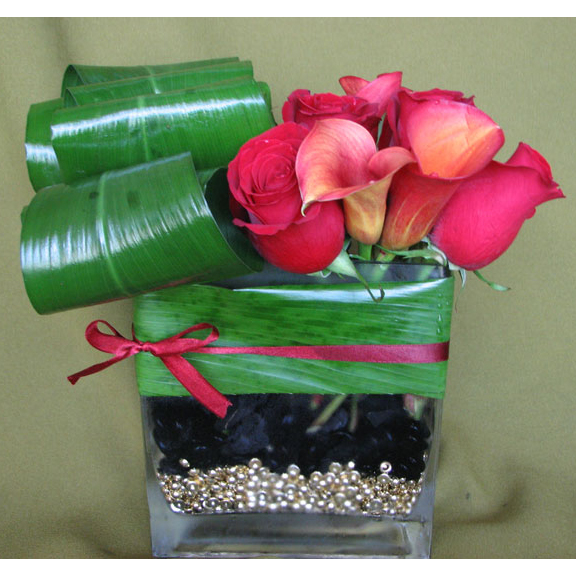 Thin Rectangle w/ Gems, Roses & Mini Callas