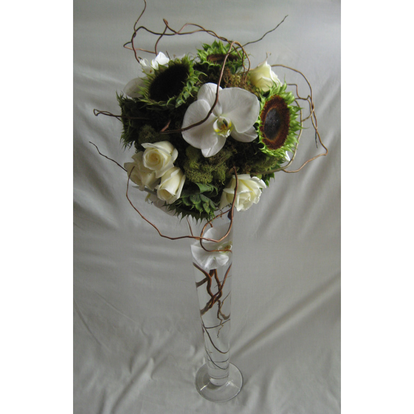 Pilsner w/ Roses & Phalaenopsis Orchids on White Background