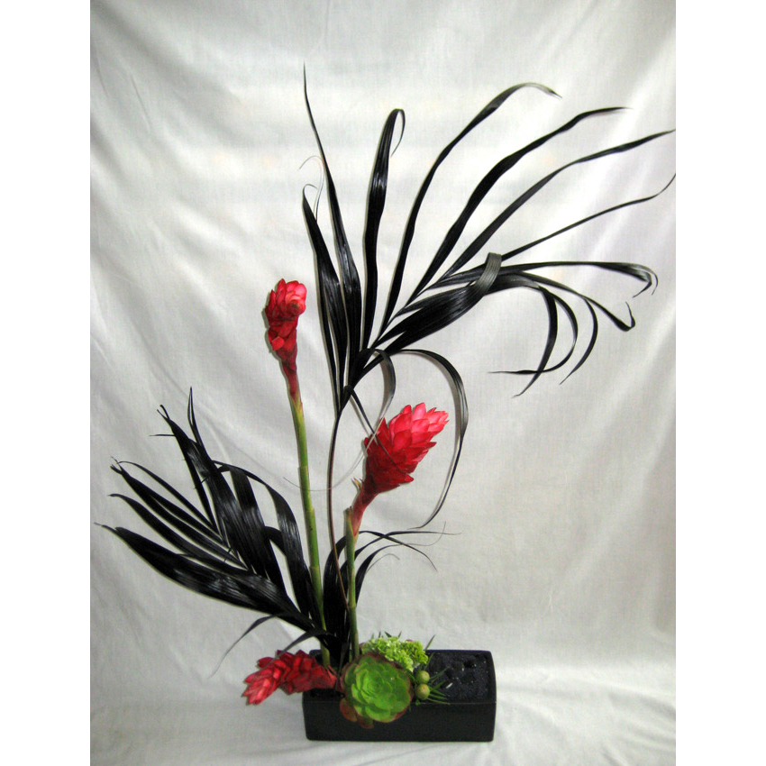 Black Ceramic Rectangle w/ Black Gems & Black Palm