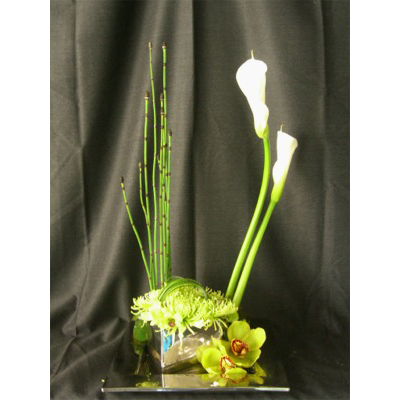 Silver Ceramics w/ Lilies, Mums & Orchids