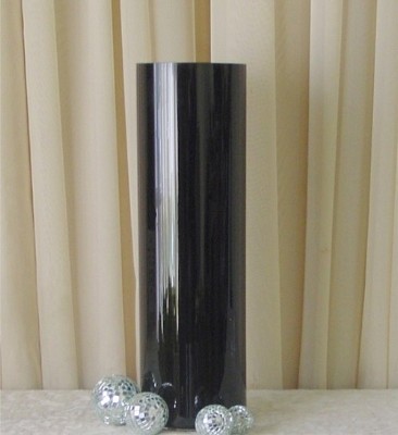 20" x 6" Black Glass Cylinder Vase