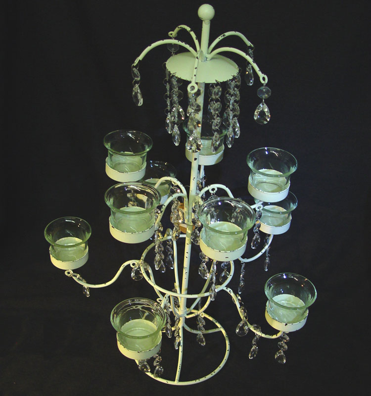 21" Hand Painted Rustic Metal Candle Holder
