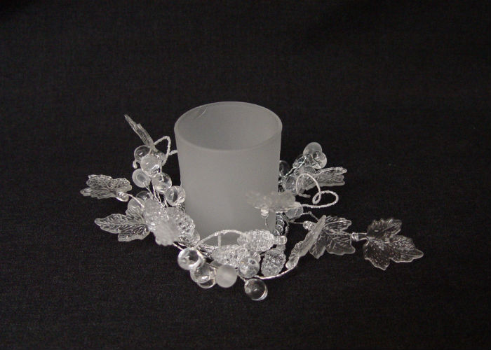 Frosted Votive Candle Holder with Crystals