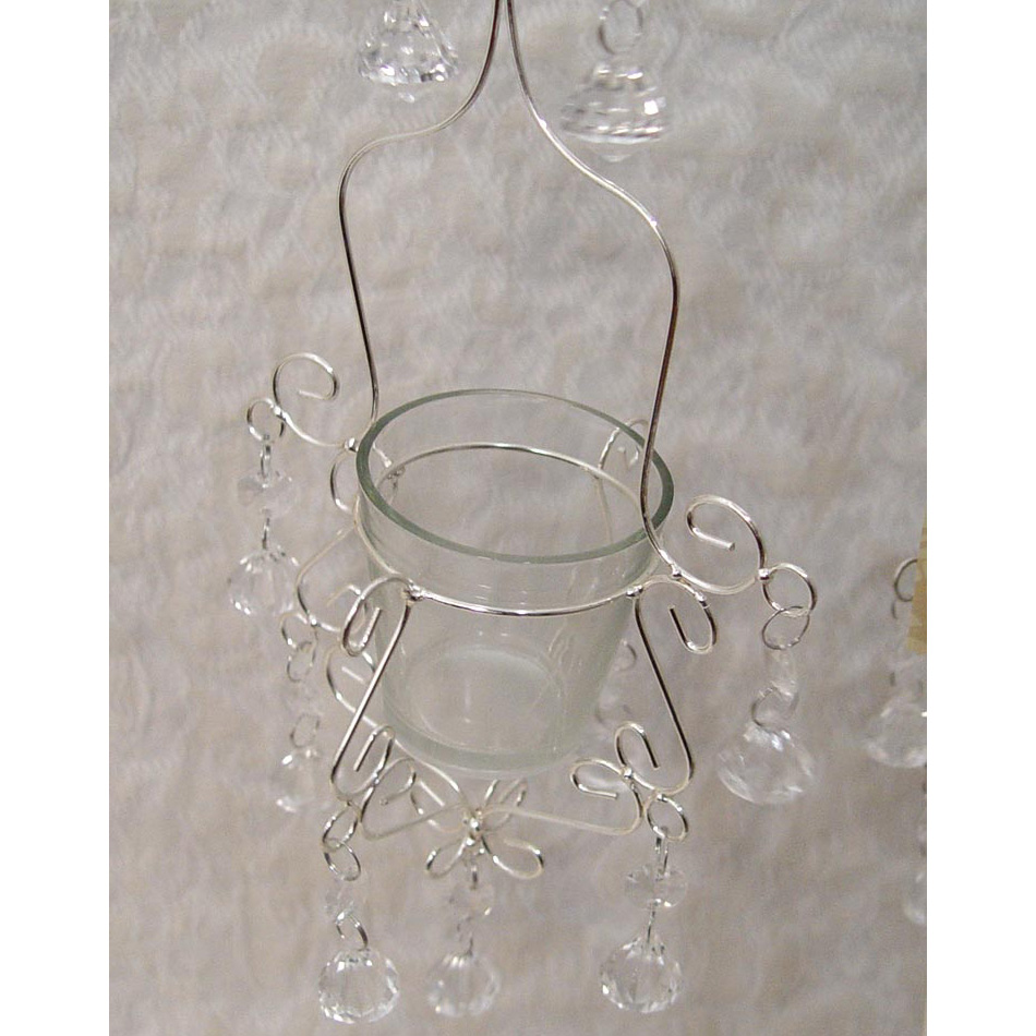 20" Silver Stand w/ 3 Glass Votive Holders - Closeup