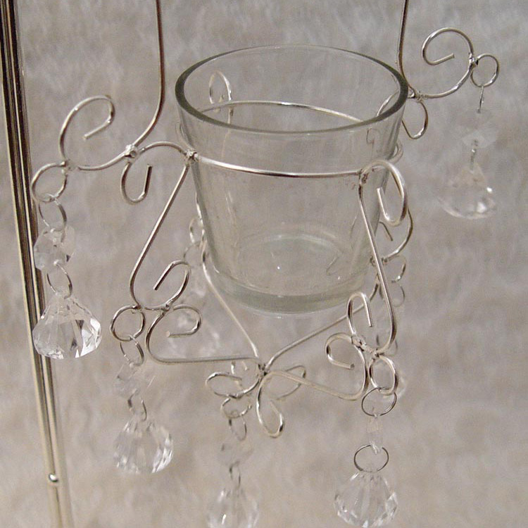 18.3" Silver Stand w/ Glass Votive Holders - Closeup