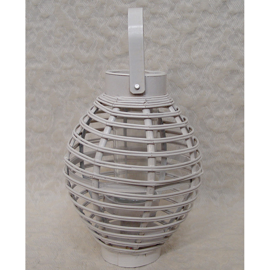 Side of White Wicker Hanging Votive Holder