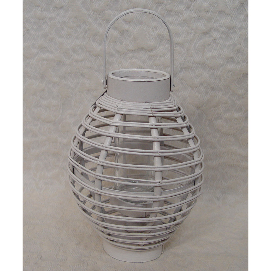 White Wicker Hanging Votive Holder