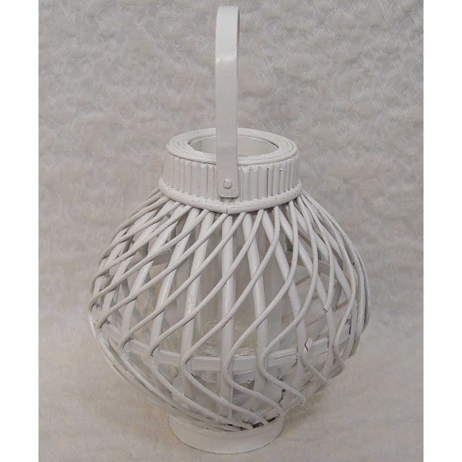 White Wicker Bubble Hanging Votive Holder