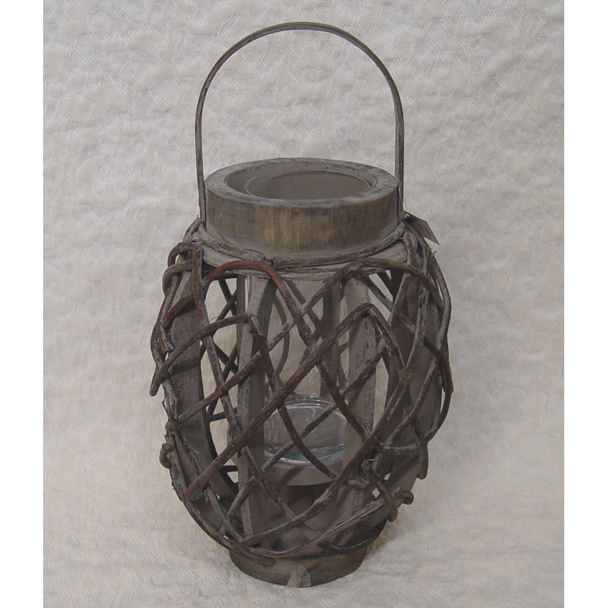 Wicker Oval Hanging Candle Holder