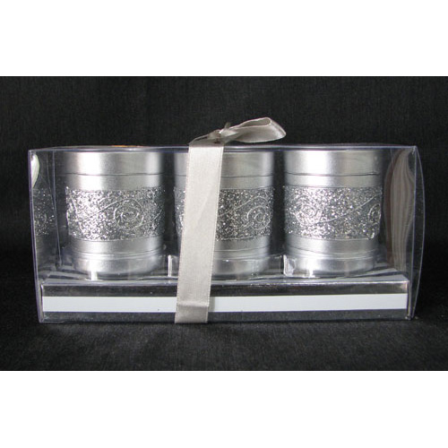 Silver - Glitter Accent Votive Candles