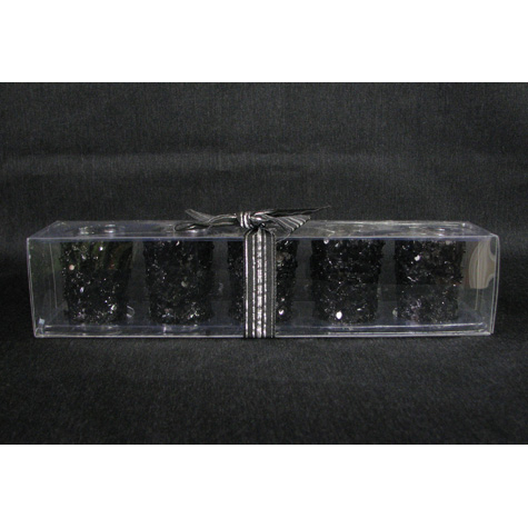 Black Beaded Glass Votive