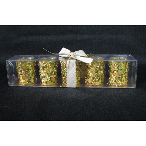 Gold Beaded Glass Votive
