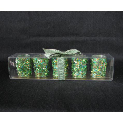 Green Apple Beaded Glass Votive