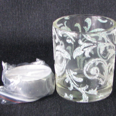 Clear Flocked Glass w/ small Votive