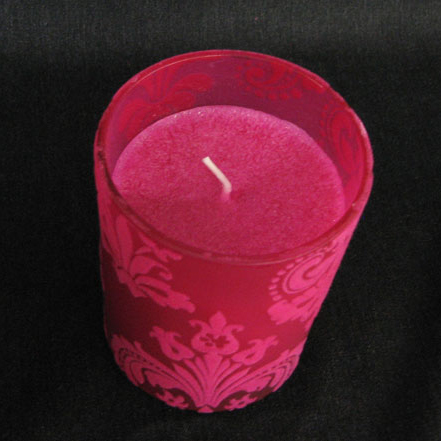 3.5" Pink Flocked Candle
