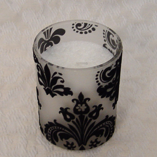 White Flocked Fleur Di Lis Candle
