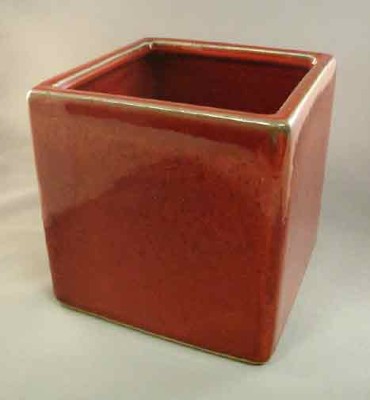 Dark burgundy, cubic, ceramic container