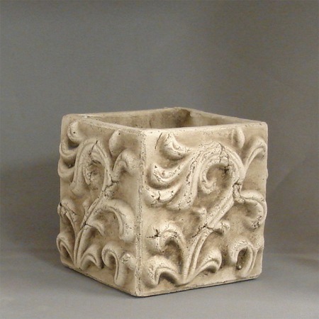 Distressed clay square planter