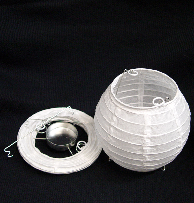 White Round Chinese Lantern w/ Votive Holder