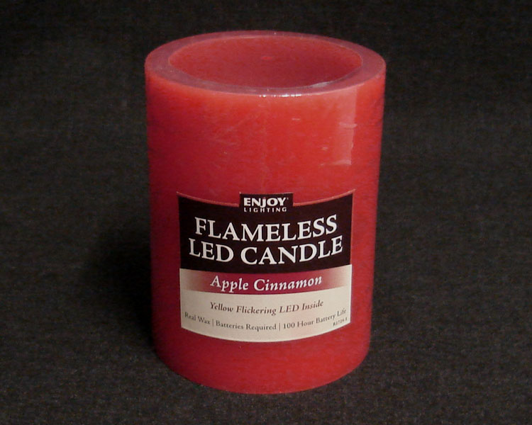 Red Wax Flameless Candle, Apple Cinnamon