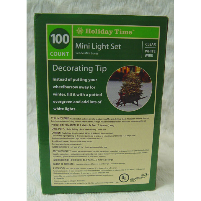 Holiday Lights - Clear Bulb - White Wire