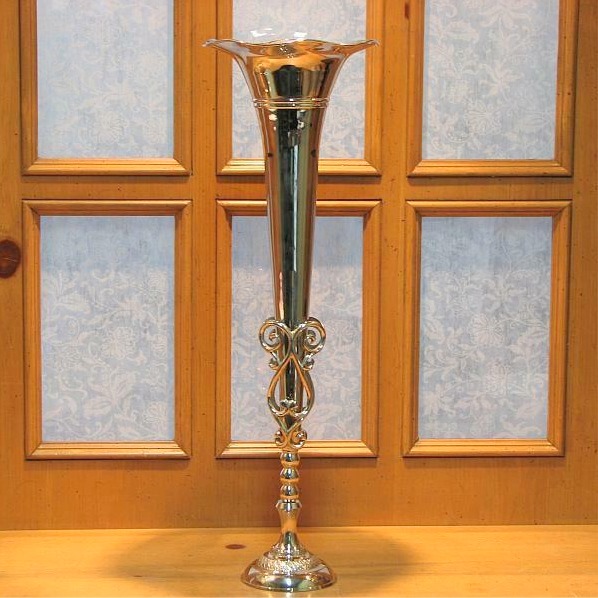 Nickle finish fluted vase