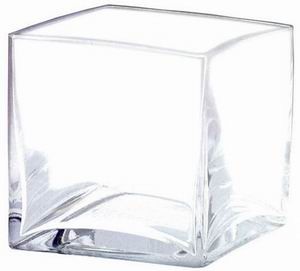 Square Glass Cube Vase 5"