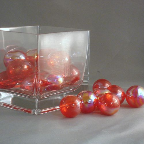 Iridescent red floating glass bubbles