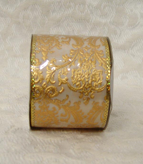 Deluxe Wired Satin Ink Patterned Ribbon 2.5" x 10Y
