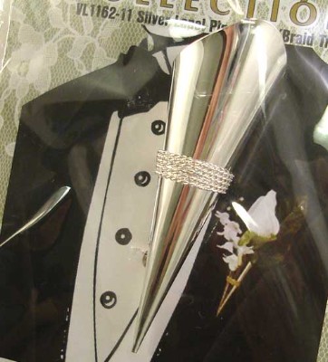Silver Lapel Pin Vase w/Braid Trim