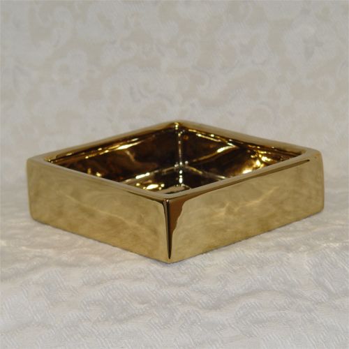 6.75" Gold Ceramic Low Dish Garden 