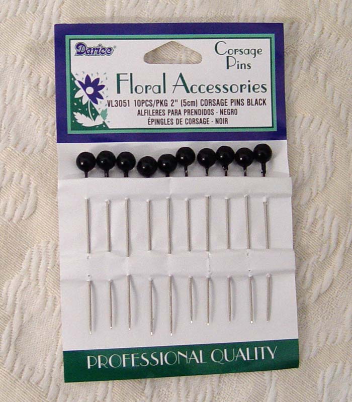 2 inch Corsage Pins w/ Black Tops