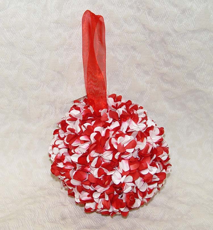 Synthetic Red and White Kissing Ball