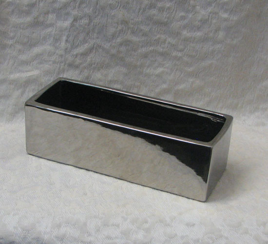 13" Silver Ceramic Rectangular Block