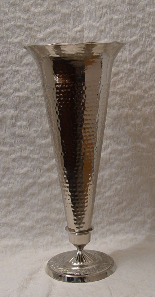 20 1/4" Silver Plated Fluted Vase with Ruffles