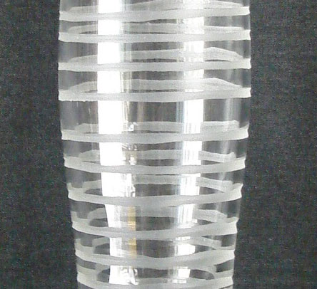 20" Clear Striped Bud Vase - closeup middle