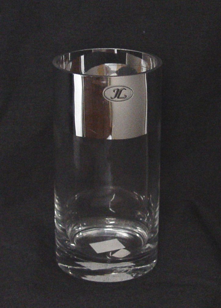 7" x 3.5" Glass Cylinder Vase w/ Mirrored Rim