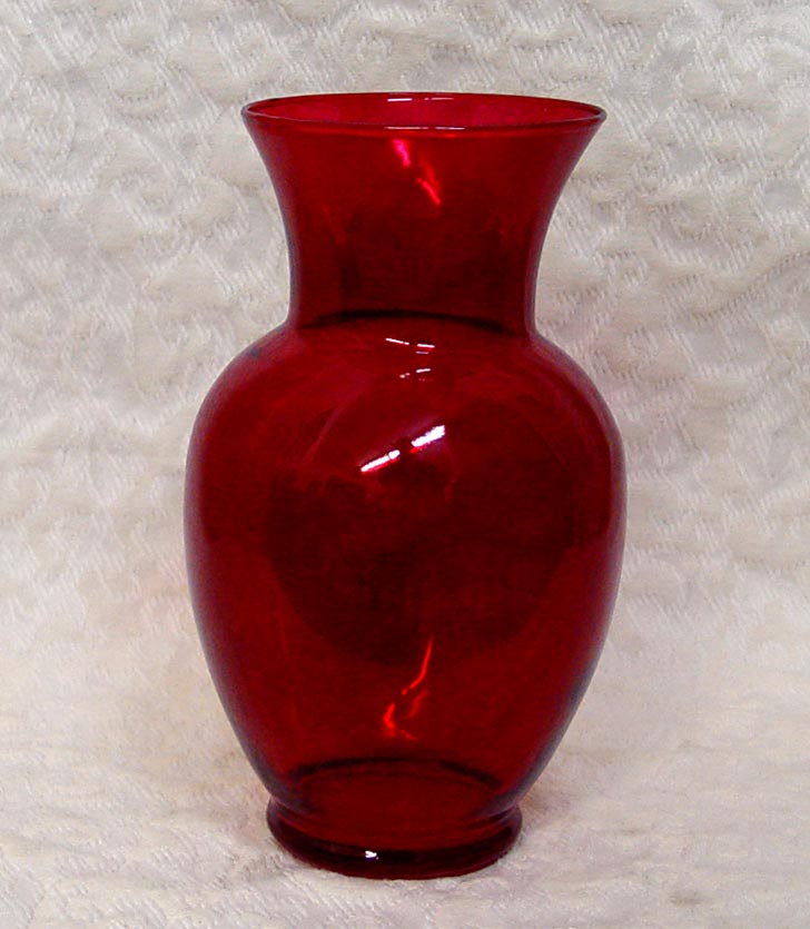 8 3/4" Tall Red Glass Rose Vase