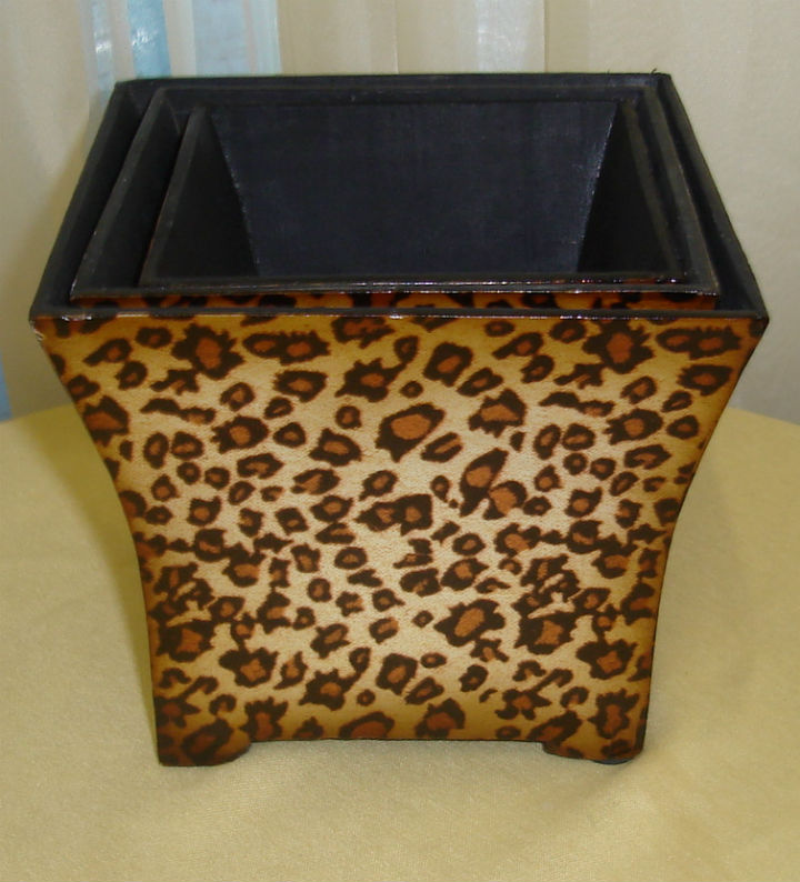 Tapered Leopard Set of Wooden Containers