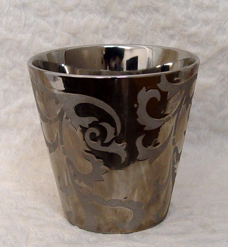 7" Silver Fleur Ceramic Tapered Vase