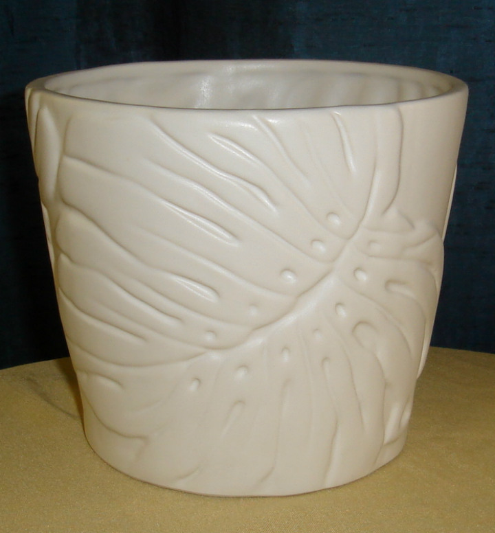 Tapered Green Monstera Ceramic Containers