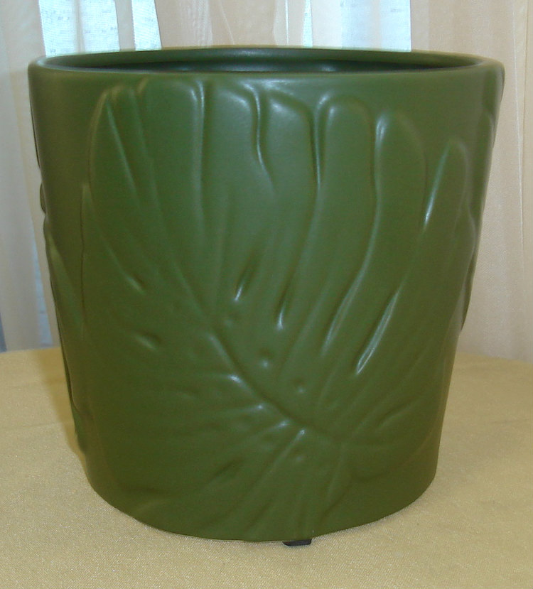 Tapered Green Monstera Ceramic Containers