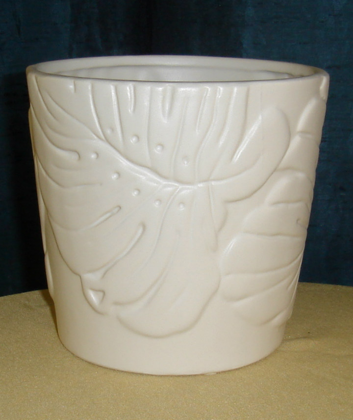 Tapered Green Monstera Ceramic Containers