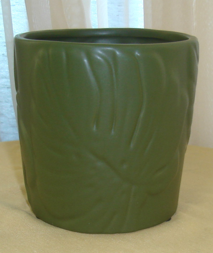 Tapered Green Monstera Ceramic Containers