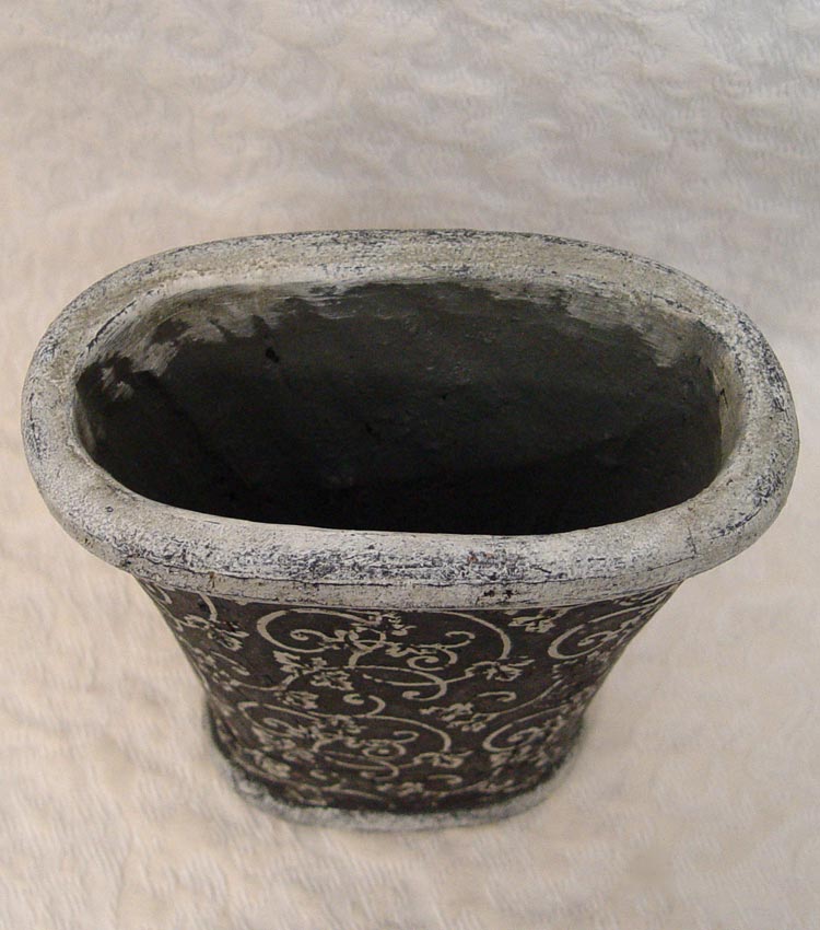 Distressed Fleur Designed Grey/Black Planter Top