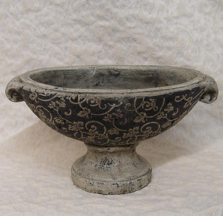 Distressed Fleur Designed Pedestal Planter