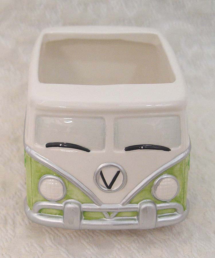 3 3/8" Tall Flower Bus, Rectangle Ceramic Vase